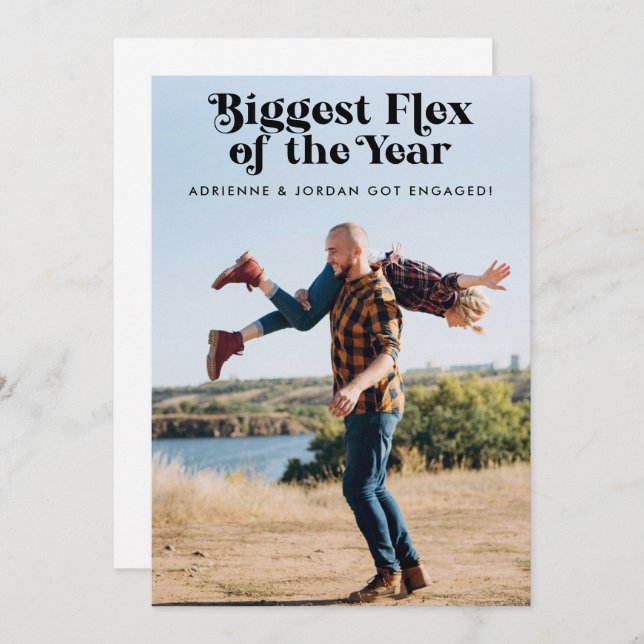 Anúncio de Noivado de Foto Engraçado pelo Código Q (Frente/Verso)