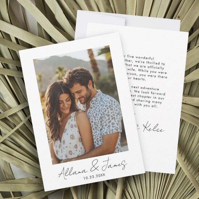 Anúncio de Noivado de Foto Minimalista (Minimalist Elopement Announcement )