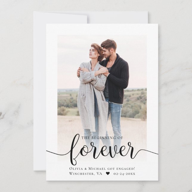 Anúncio de Noivado de Fotografia de Script Moderno (Frente)