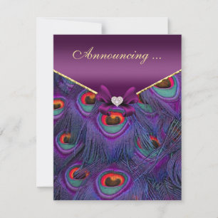Anúncio de Noivado de Peacock Roxo