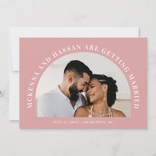 Anúncio de Noivado de Save the Date com Arco (Frente)