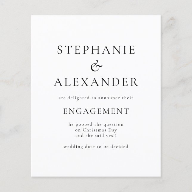 Anúncio de Noivado de Texto Simplificado (Frente)