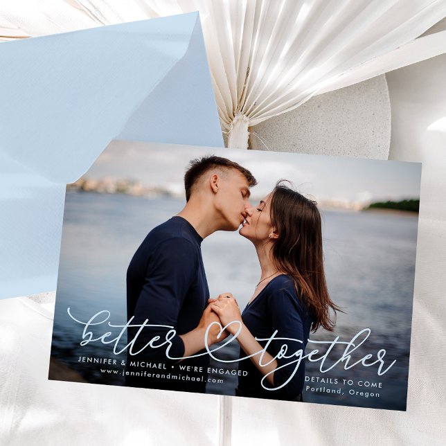 Anúncio de Noivado do Coração Melhor Junto (Criador carregado)