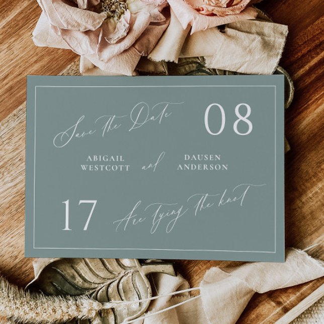 Anúncio de Noivado Dusty Sage Save the Date (Criador carregado)