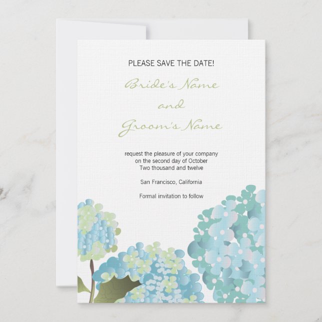 Anúncio de Noivado Hydrangea Save the Date (Frente)