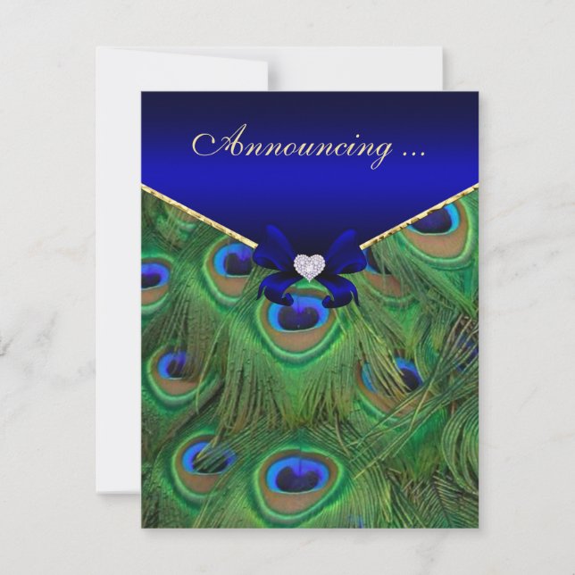 Anúncio de Noivado Pavão Azul Real (Frente)