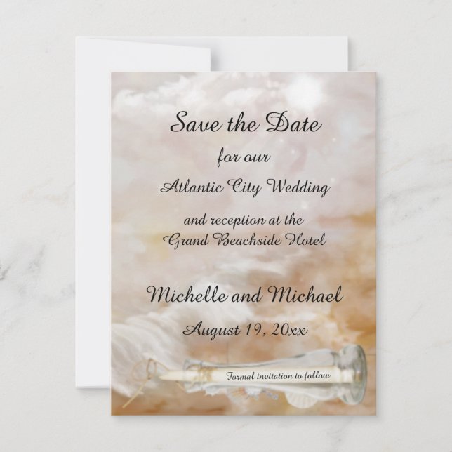 Anúncio de Noivado Save the Date com Garrafa de Pr (Frente)