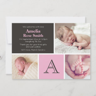 Anúncio de nova menina/novo cartão de agradeciment
