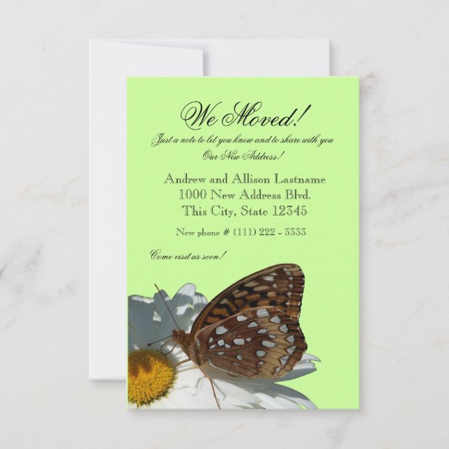 Anúncio de Novo Endereço da Borboleta e Daisy (Frente)