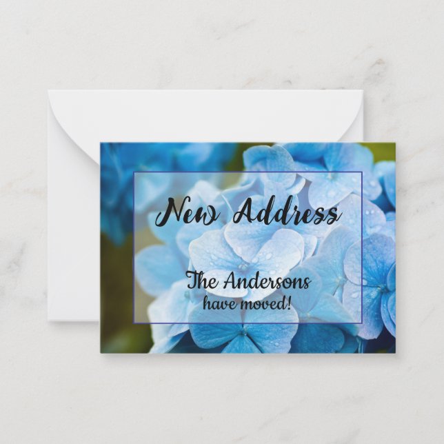 Anúncio de Novo Endereço do Blue Hydrangea (Frente)