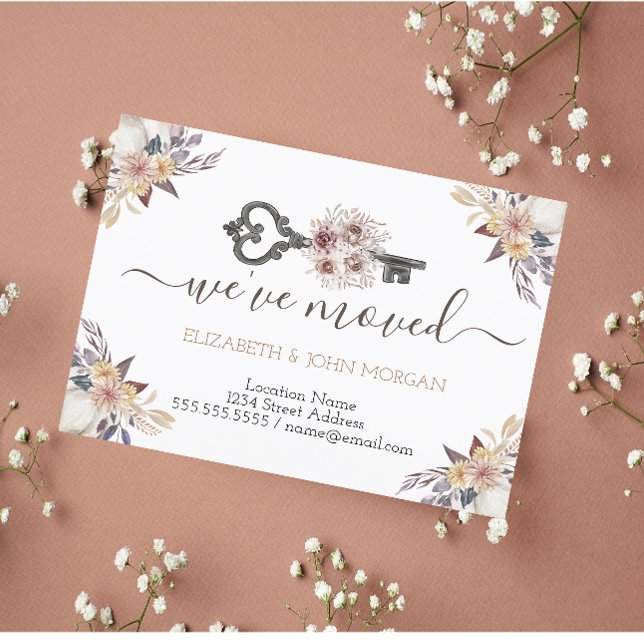  Anúncio de Novo Endereço Floral da Chave Mudada  (Criador carregado)