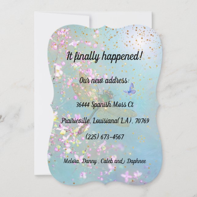 Anúncio de Novo Local para Flores e Dragonfly (Frente)