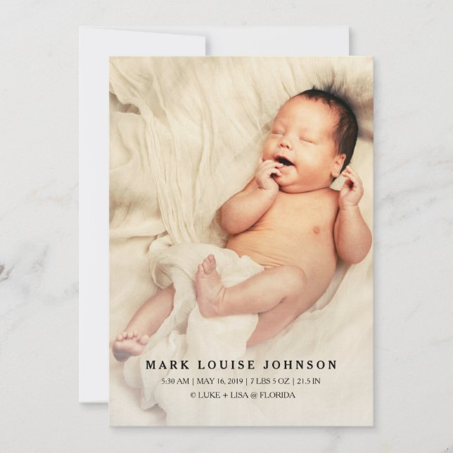 Anúncio de Novo Nascimento da Foto do Bebê Gradien (Frente)