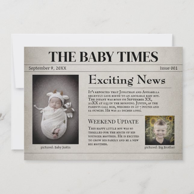 Anúncio de Novo Nascimento do Bebê (Frente)