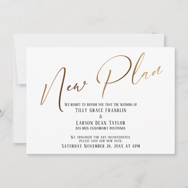 Anúncio de Novo Plano de Manuscrito Dourado Elegan (Frente)