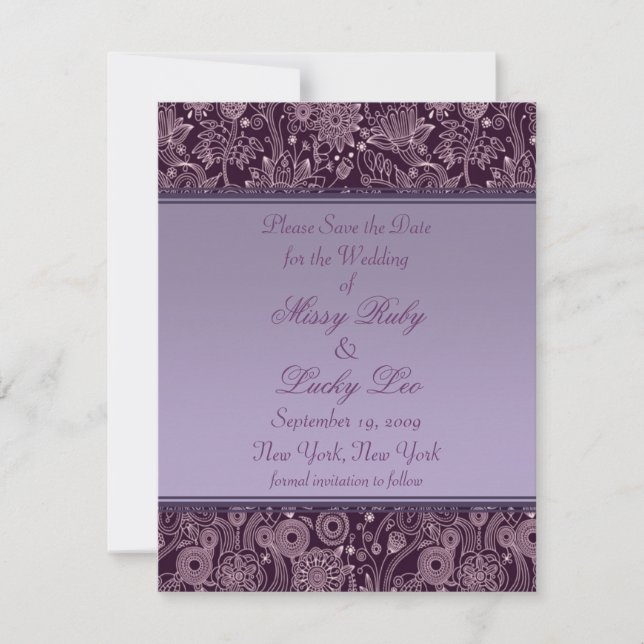 Anúncio de Plum Floral Save the Date 10,8 cm x 14  (Frente)