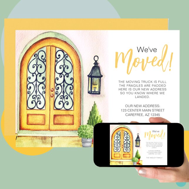 Anúncio de porta amarela em movimento (Criador carregado)