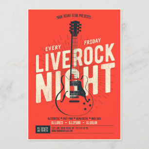 Anúncio de promoção musical ao vivo do rock night