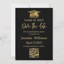 anúncio de qr code save the date formatura chic