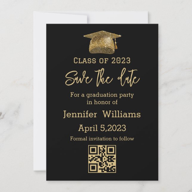 anúncio de qr code save the date formatura chic (Frente)