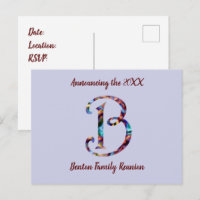 Anúncio de Reunião da Família Carta B Convite