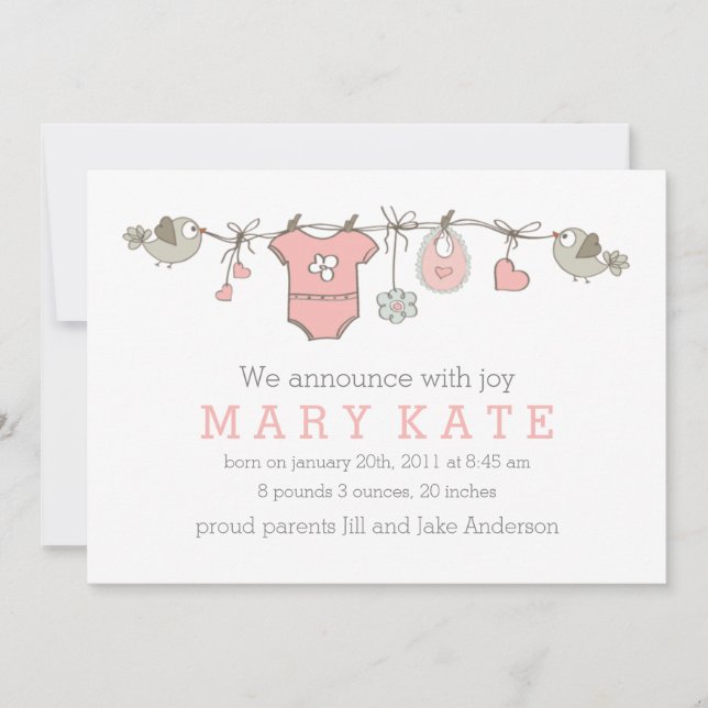 Anúncio de roupas elegantes de bebê cor-de-rosa (Frente)