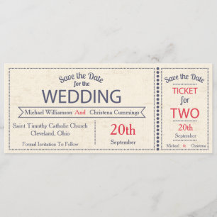 Anúncio de Salvar a Data do Bilhete de Casamento