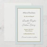 Anúncio de salvar a data em dourado azul cinza com