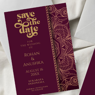 Anúncio de Salve a Data do Casamento Indiano Moder