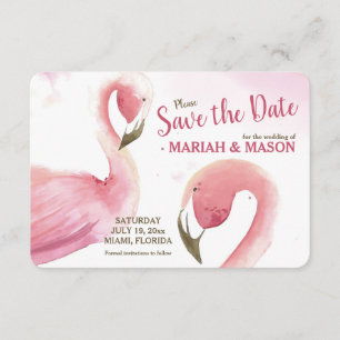 Anúncio de Salve a Data dos Flamingos Rosa