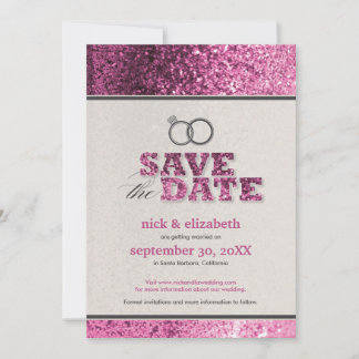 Anúncio de Salve o Dia Glitter Bling (rosa)
