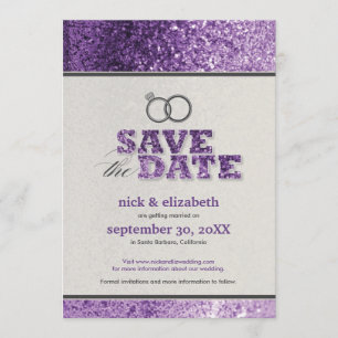 Anúncio de Salve o Dia Glitter Bling (roxo)