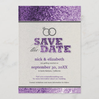 Anúncio de Salve o Dia Glitter Bling (roxo)