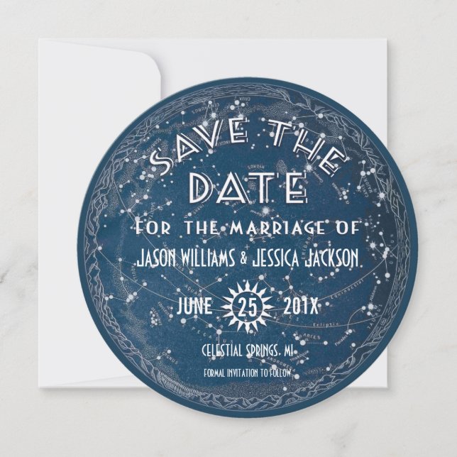 Anúncio de Save the Date Celestial (Frente)