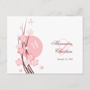 Anúncio de Save the Date com Borboleta e Flores Ro