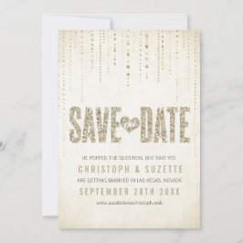 Anúncio de Save The Date com Brilho Dourado