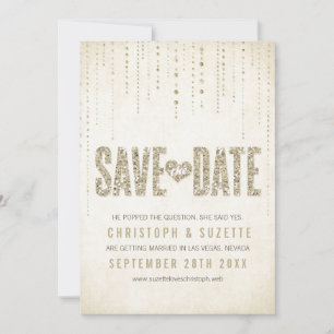 Anúncio de Save The Date com Brilho Dourado
