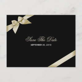Anúncio de Save the Date com Fita de Cetim Creme
