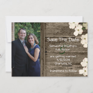 Anúncio de Save The Date com Foto de Cerca Rústica