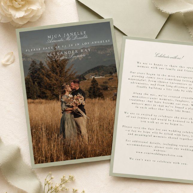 Anúncio de Save the Date com Foto Verde de Jardim (Criador carregado)