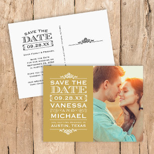 Anúncio de Save the Date com Foto Vintage Moderna