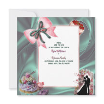 Anúncio de Save the Date com Laço de Cetim Luxuoso