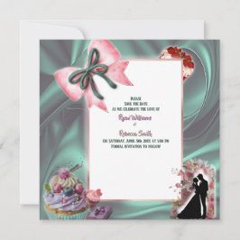 Anúncio de Save the Date com Laço de Cetim Luxuoso