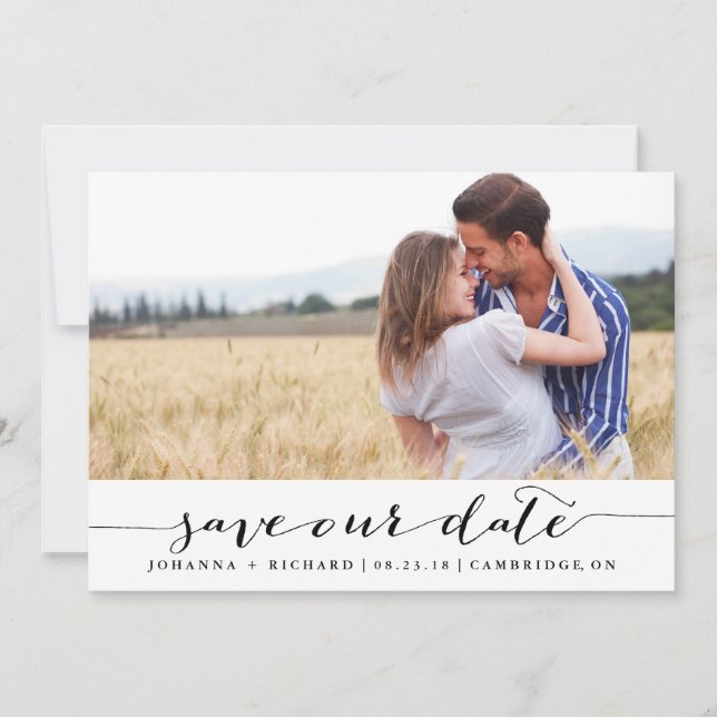 Anúncio de Save the Date com Letra Manuscrita (Frente)