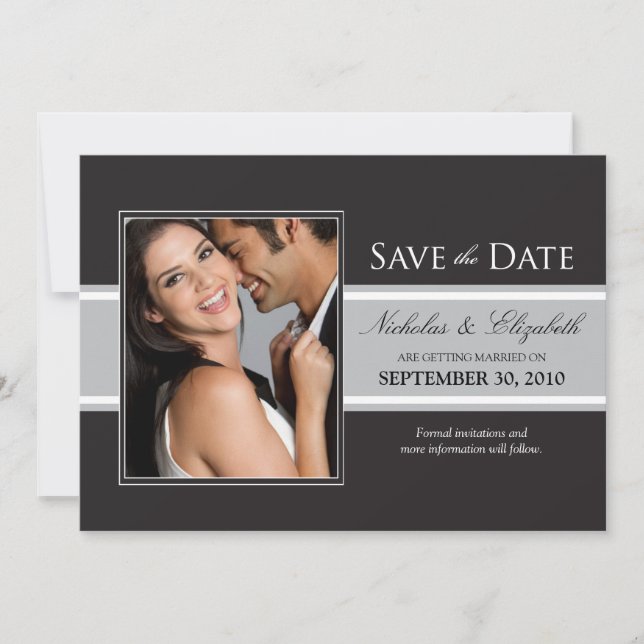 Anúncio de Save the Date com Listra Prateada em Ne (Frente)