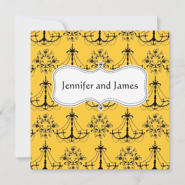 Anúncio de Save the Date com Lustre Amarelo (Frente)