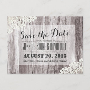 Anúncio de Save the Date com Madeira Flutuante de 