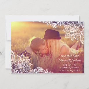 Anúncio de Save the Date com Renda Vintage