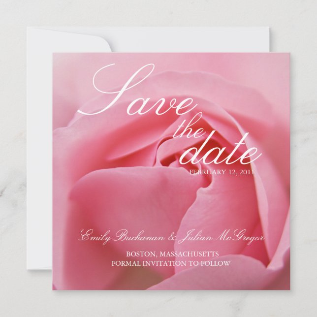 Anúncio de Save the Date com Rosa Pink (Frente)