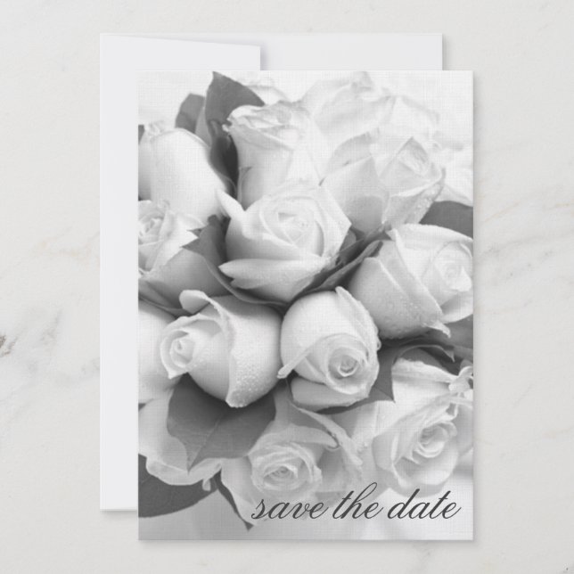 Anúncio de Save the Date com Rosas Brancas (Frente)